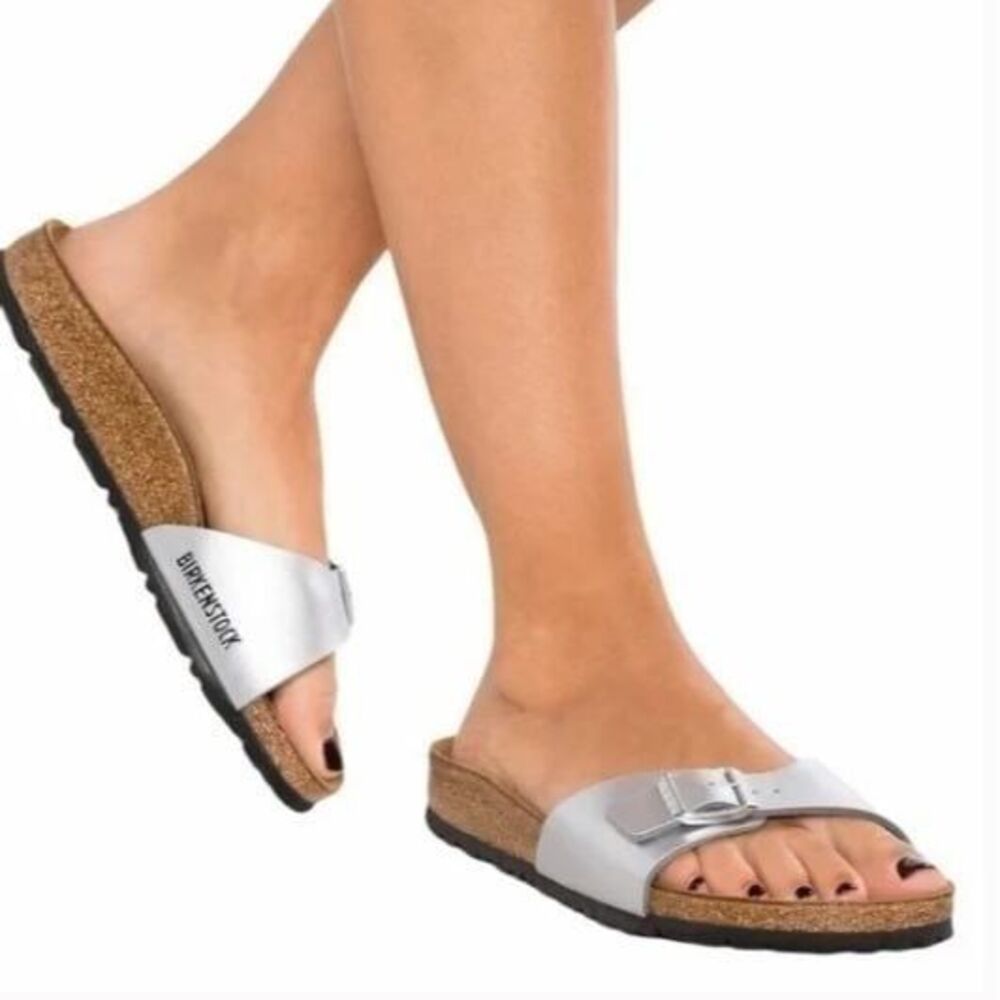 Birkenstock Womens Sandal Silver 41 Madrid Flor Sandal EU 41-US 10-10.5-Like New